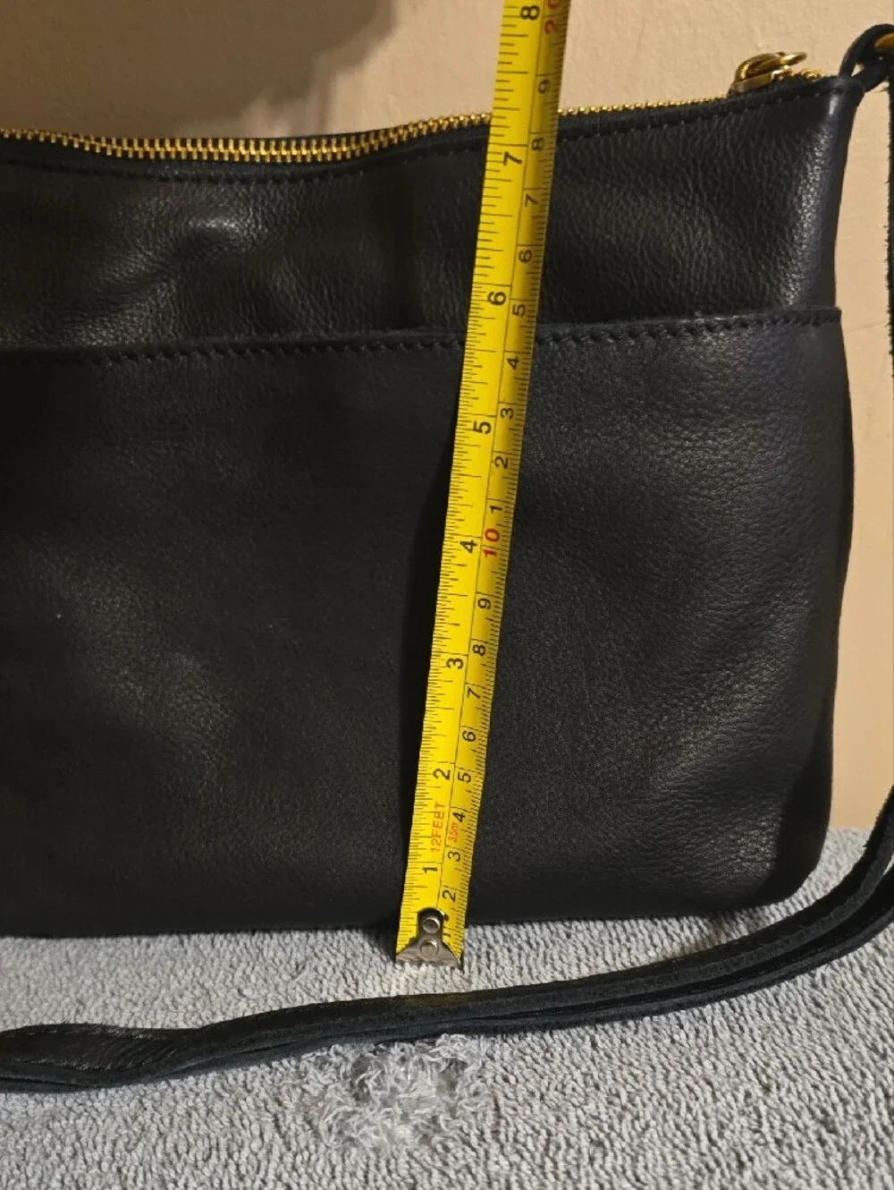 Margot Black Leather Crossbody with Gold Hardware